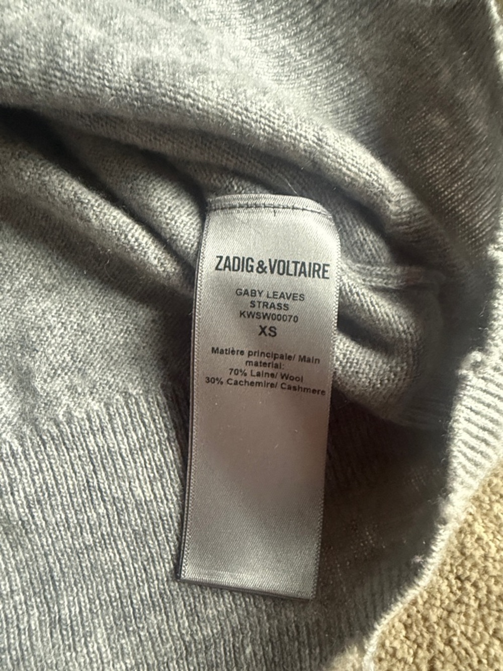 Zadig and Voltaire crystal leaf wool cashmere sweater distressed - Picture 4 of 5
